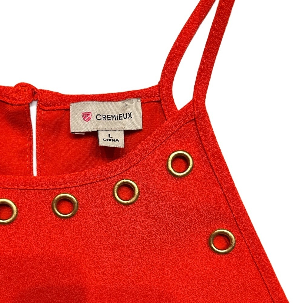 Daniel Cremieux Red A-Line Spaghetti Strap Dress Gold Grommet Detail - Picture 3 of 13